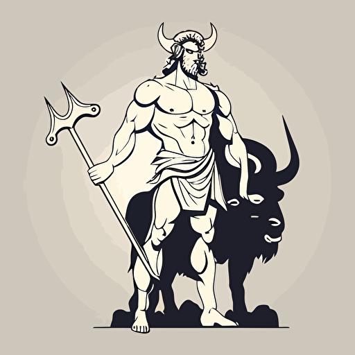 minotaur with a cow, vector logo, vector art, emblem, simple cartoon, 2d, no text