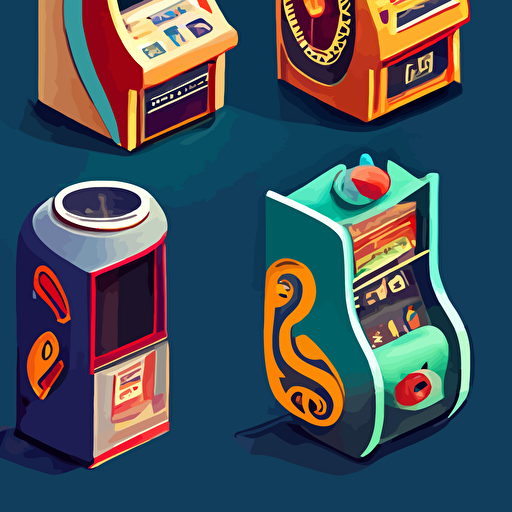 Many slot machines, vector art