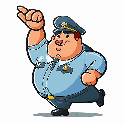 logo,mascot, simplistic, chubby policeman signaling touchdown, vector, white background