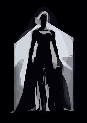 Confident and strong mother in a superhero pose, standing tall, simplistic vector art illustration in black and white, solid blocks of color, perfect for a Mother's Day card