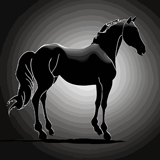 simple horse outline silhouette all black and white backround vector v