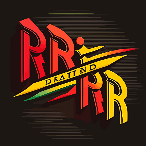 create a vector based text logo for a company named "TREND" but write the R backwards, using red and yellow as the colors