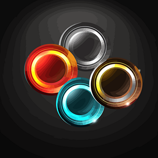 Three circles, energy, light rays, vector logo, rotation