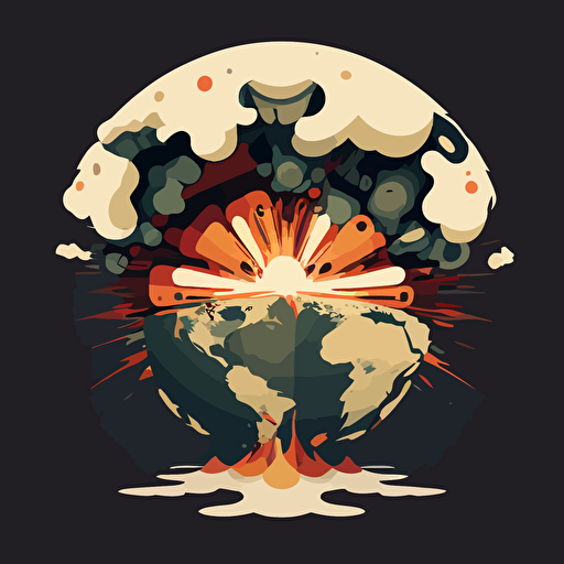 minimalism, vector art, hundereds of atom bomb explotions on the earth surface