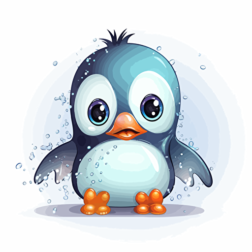 lucky penguin, detailed, cartoon style, 2d clipart vector, creative and imaginative, hd, white background