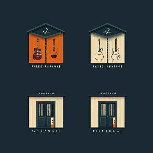professional logo for a music studio, 4 doors concept, flat 2d, vectorized, hd, minimalist, branding
