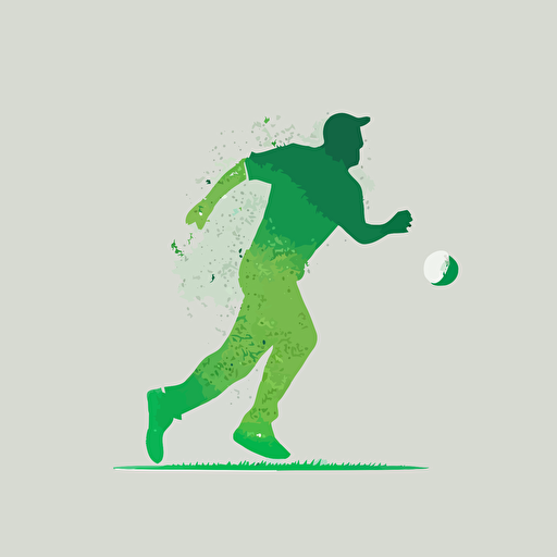 a logo no text, simplistic logo, vector style, a man golfer chasing/running at a golf ball. side profile. Green colors.