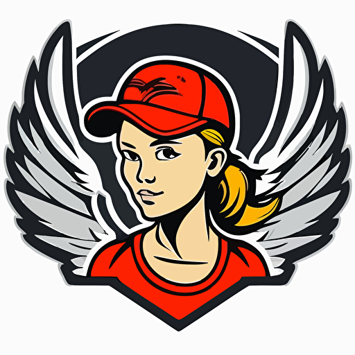 a mascot logo for a girls softball team, simple, vector