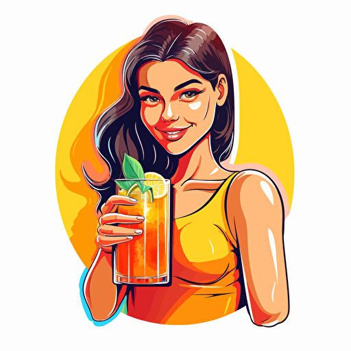 a fitness lady holding a cocktail illustration vector