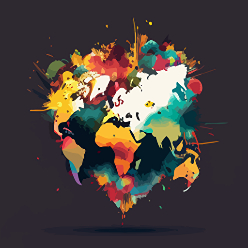 colorful vector art, exploding continent