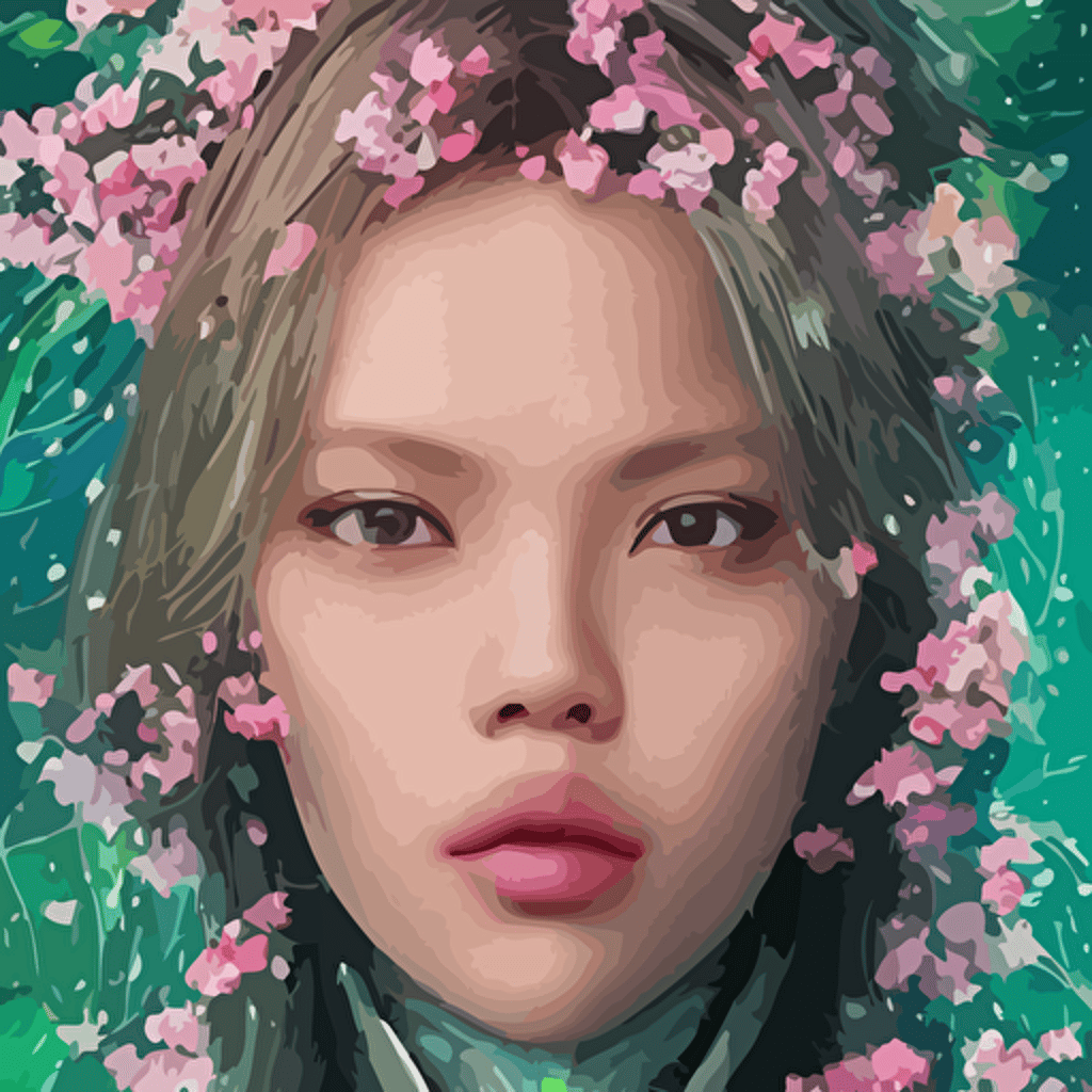 portrait lalisa manobal celestial goddess futuristic princess inside future fighter sci fi fantasy intricate lush garden spaceship sakura season flowers elegant human anatomy royal green nature light highly detailed digital painting artstation concept art smooth sharp focus illustration art tian zi wlop alphonse mucha masterpiece 3d blender