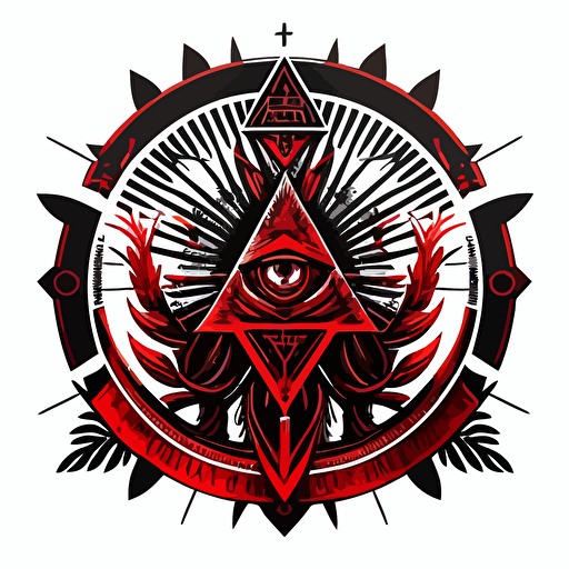 a sigil for an authoritarian secret police in dark and red colors on a white background in a vector art style
