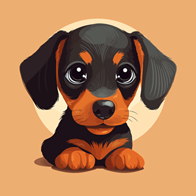 cute puppy dachshund, vector, puppy eye, happy, laughing