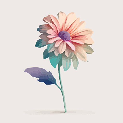 a single flower, use pastel colors only, 2d clipart vector, minimalistic , hd, white background