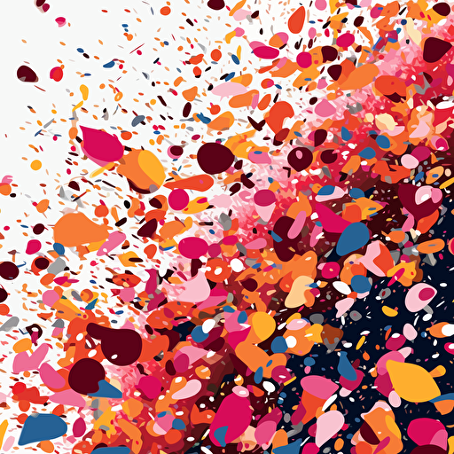burst of many roses at many sizes like splatterd confetti, vector artwork