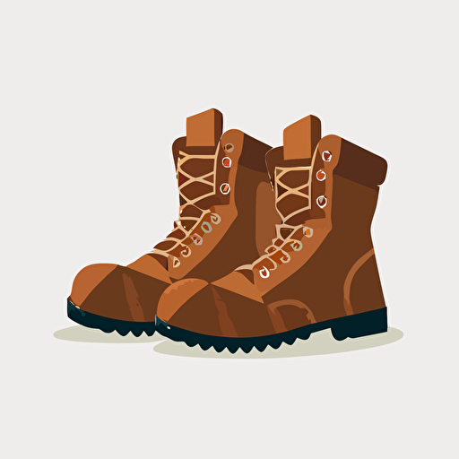 flat minimalist vector illustration of 2 brown mediavel boots on a white background