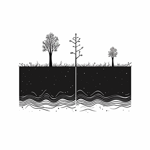 black and white vector illustration of a simple diagram of the soil profile, line, flat