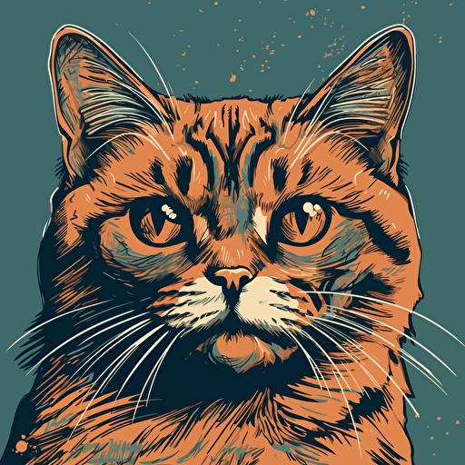 vector art style cat looking nervous, in the style of Micheal Parks
