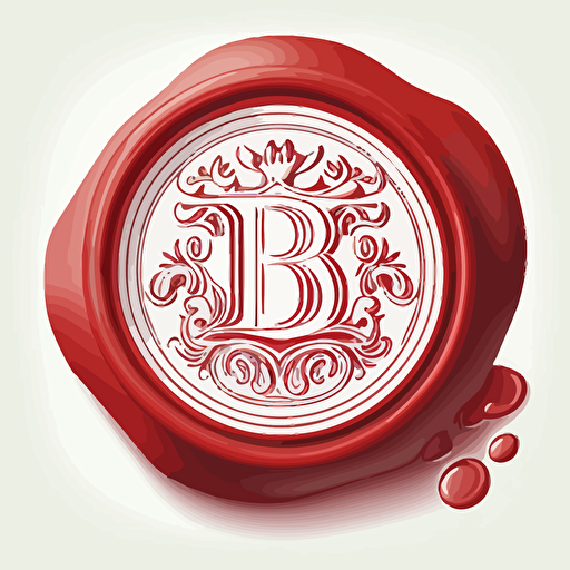 a vector style illustration of a red wax seal with a monogram of BB in white in the middle. on a white background