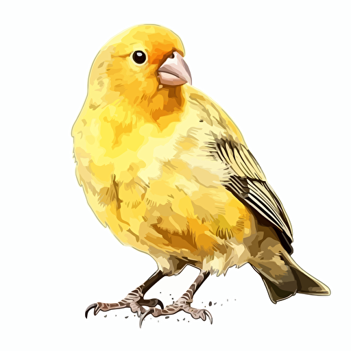 Canary bird looking straight in the camera, white bg, vector