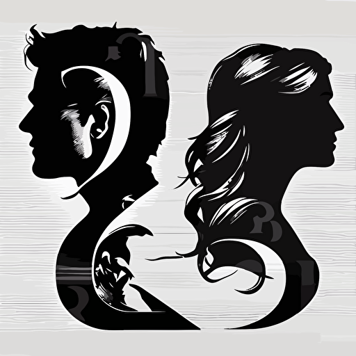 vector art black and white where the letter r forms the borders of male and female silhouettes
