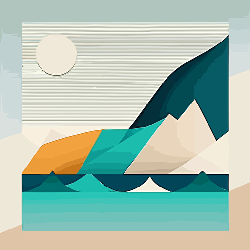 flat geometric vector, ocean, simple minimal, abstract, minimalistic, by Ivan Chermayeff**
