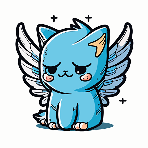 Simplified representation. funny baby cat with small wings. caricature 2D. vector art linear style. minecraft Bluey Bingo emoji