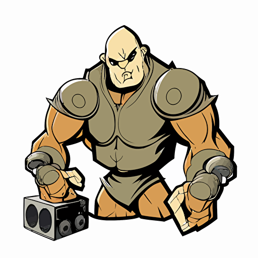 golem as a dj, vector logo, vector art, emblem, simple cartoon, 2d, no text, white background