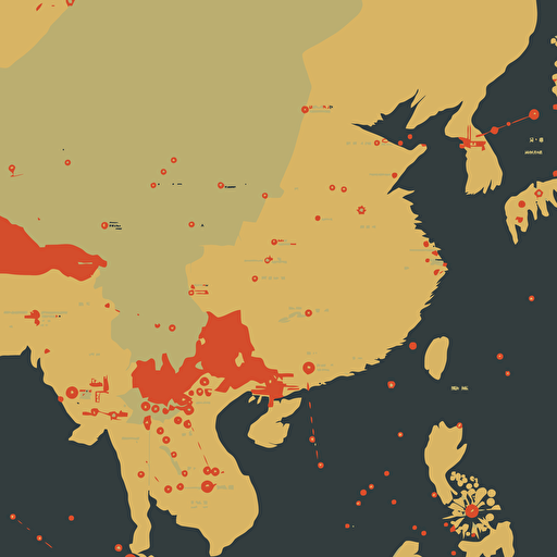 a vector image of chinese military bases in the background of #0d2d36