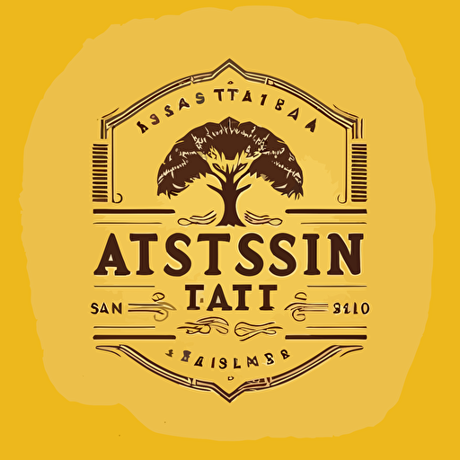 a simple minimalistic flat vector design text for a clothing brand that says ancestral roots in African fonts yellow background