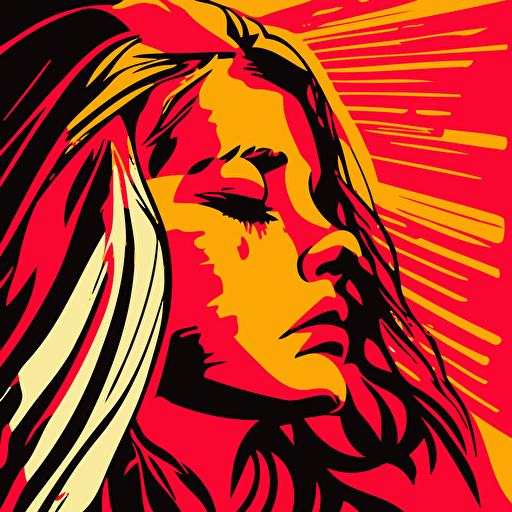 a pop art vector of a person who is grieving. bright warm colours