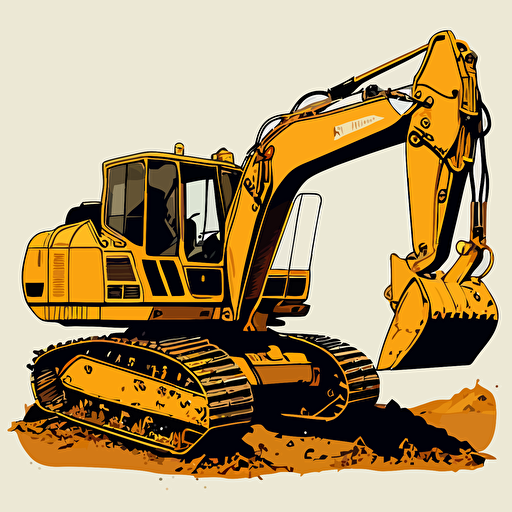 a two tone vector art drawing of an excavator