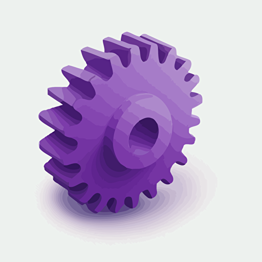 simple icon, digital gear, white background, single color, purple, vector, no shadows