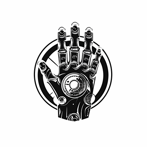 robotics hand logo design. vector, black and white