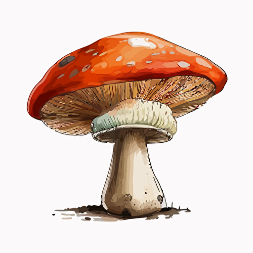 handdrawn russula mushroom, vector art, morandi colours, isolated white background