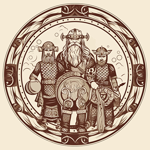a 2D black and white desing for fathers day, the father need to be a viking, there shall be two kind, one on each side, vector art, flat dsing, no gradients