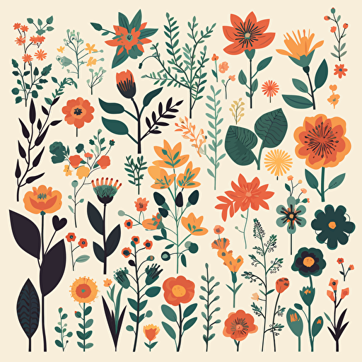 vector designs of flowers, minimalist style, high resolution, no background