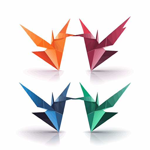 vector logo made simple shapes in origami crane ,2 color, abstrcat , paper,