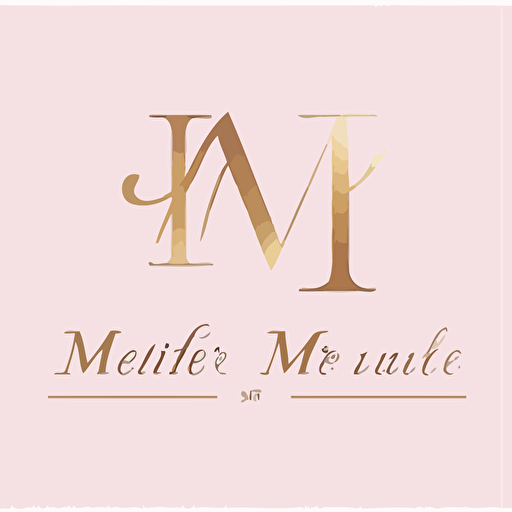 Beautiful and feminine logo for a law firm called "MF" with capital letters cursive, very professional logo, simple clean logo, white background, single-line balance logo, vector logo, pink gold colour