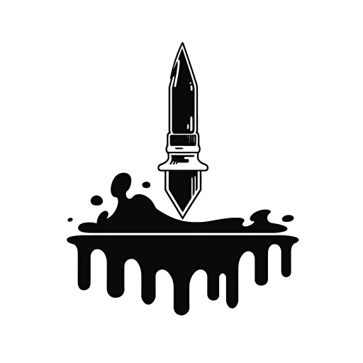 a logo design of a chaotic fountain pen, black and white, minimialist, fun, logo, design, vector design