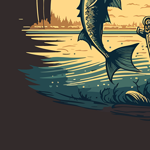 vector, fisherman reeling a fish, ar9:11