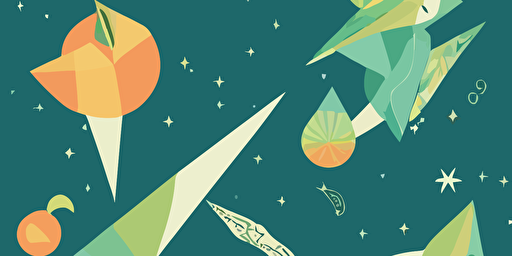 astrology themed illustration, vector style, green colours, paper trexture