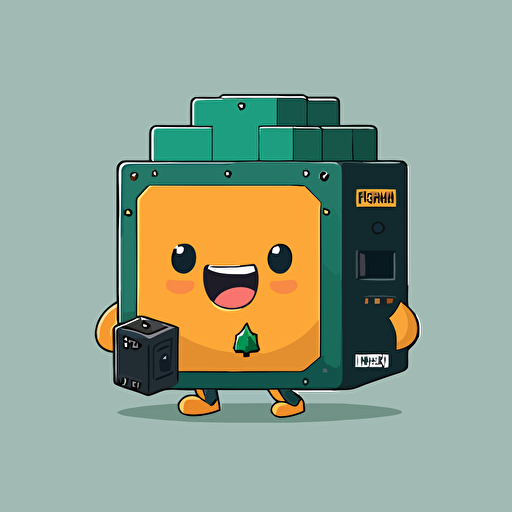 a cute mascot for a blockchain technology company, simple, vector art, flat design