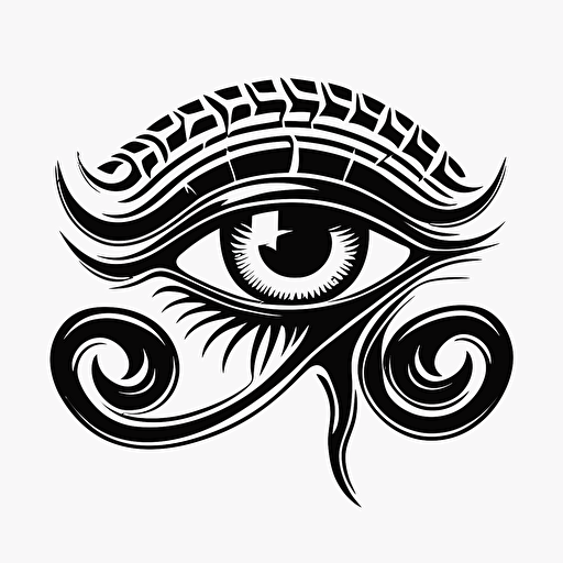 black and white vector, eye of horus, y2k style logo, smooth
