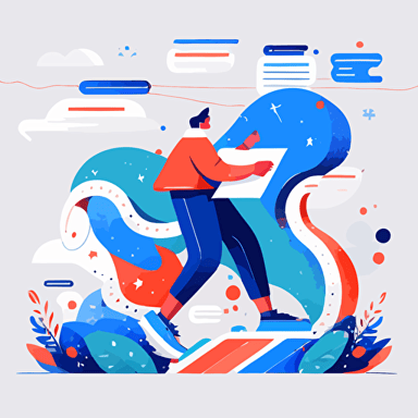 illustration of a person making a form, vector art, flat design, dribble, behance, award winning 2022, saas illustration, blue palette