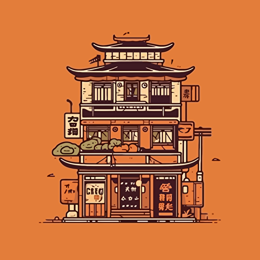 commercial shophouse logo minimalistic, vector, taiwan style