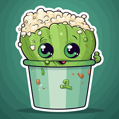 sticker design, super cute pixar pickle and pixar tub of popcorn, vector