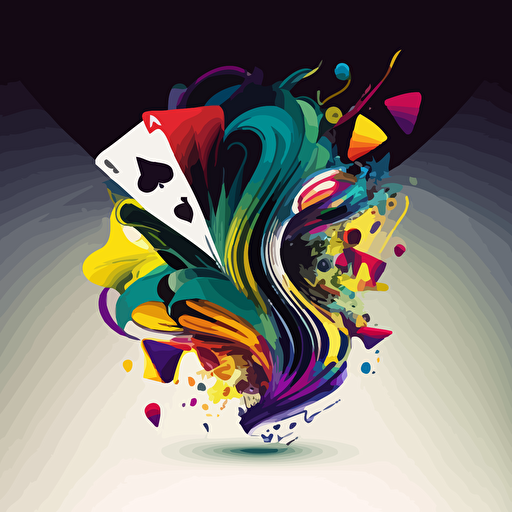 vector design with playing cards, flowing multicolored abstract