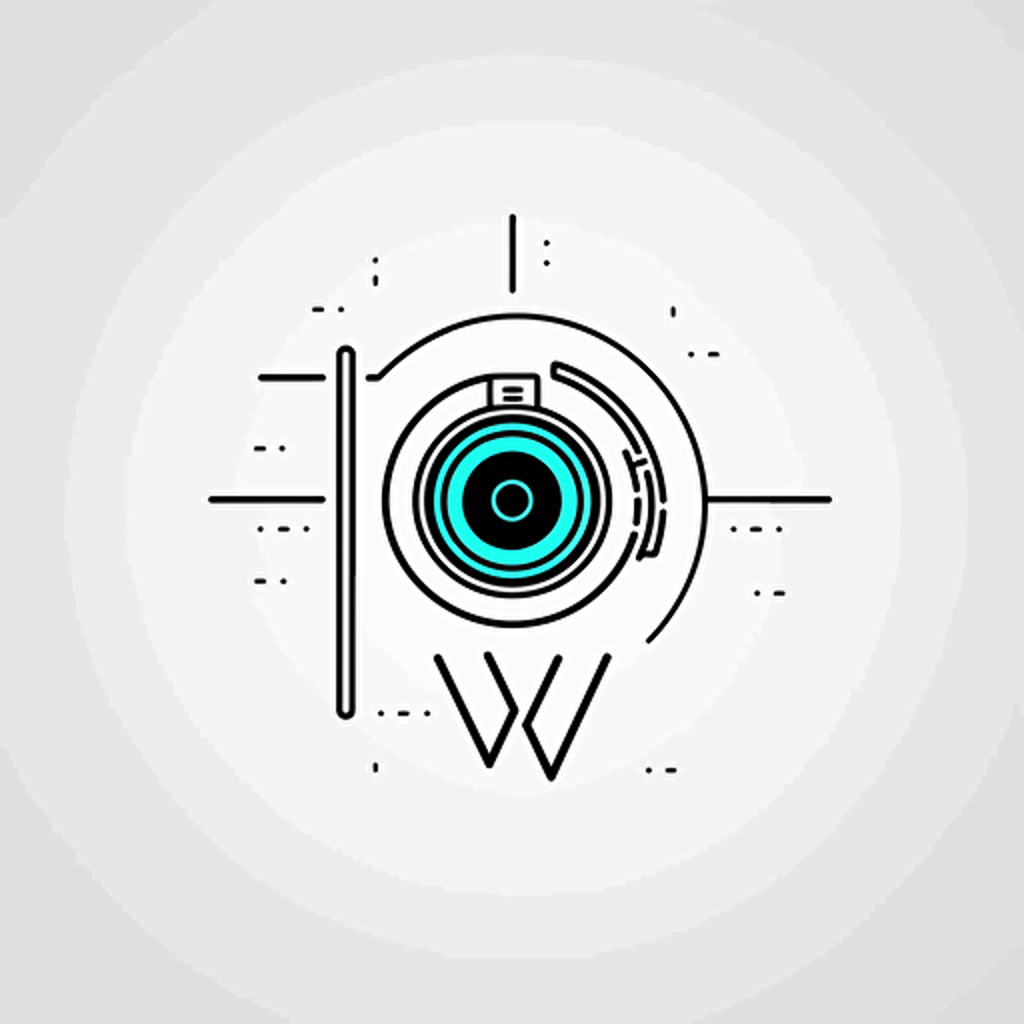 minimal line logo for viewer of cameras, vector, letter w