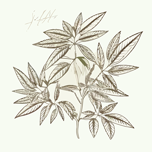 linnear flat outline vector style drawing over white background of several cannabinoid leaves
